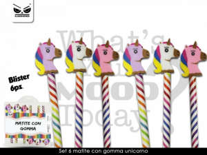 SET 6 MATITE CON GOMMA UNICORNO