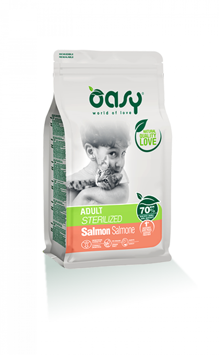 OASY GATTO SECCO ADULT STERILIZED SALMONE 1,5KG