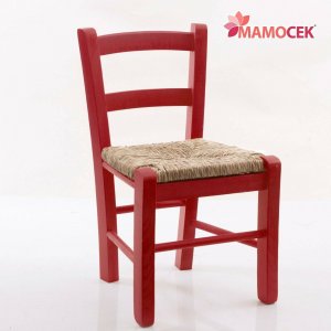 SEDIA Seggiolina sediolina bambino bimbo impagliata rosso seduta cm-30x25 h53