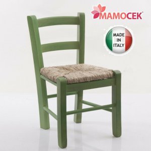 SEDIA Seggiolina sediolina bambino bimbo impagliata verde seduta cm-30x25 h53