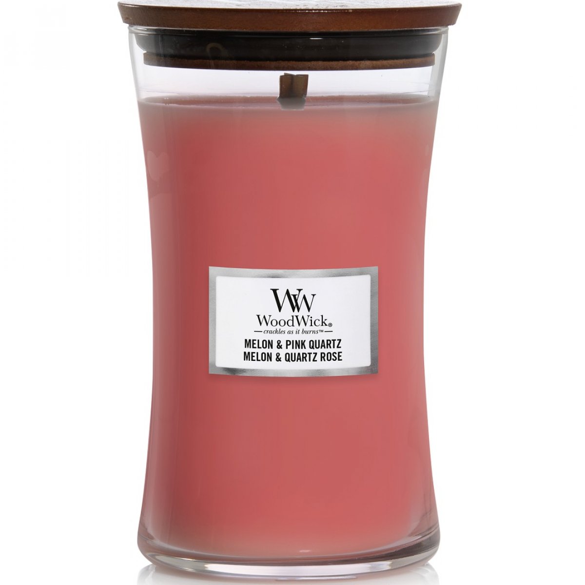 Candela a clessidra grande Melon & Pink Quartz Woodwick - g 1134 WookWick