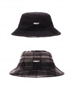 OBEY Clothing cappello bucket Sam Reversibile lato idrorepellente & lato flanella Black