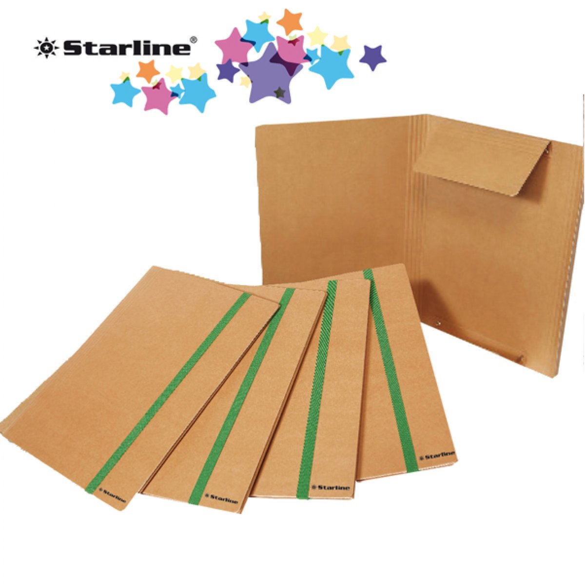 Cartellina con elastico - cartoncino FSC - 3 lembi - elastico colorato piatto da 20 mm - 25x35 cm - Starline 