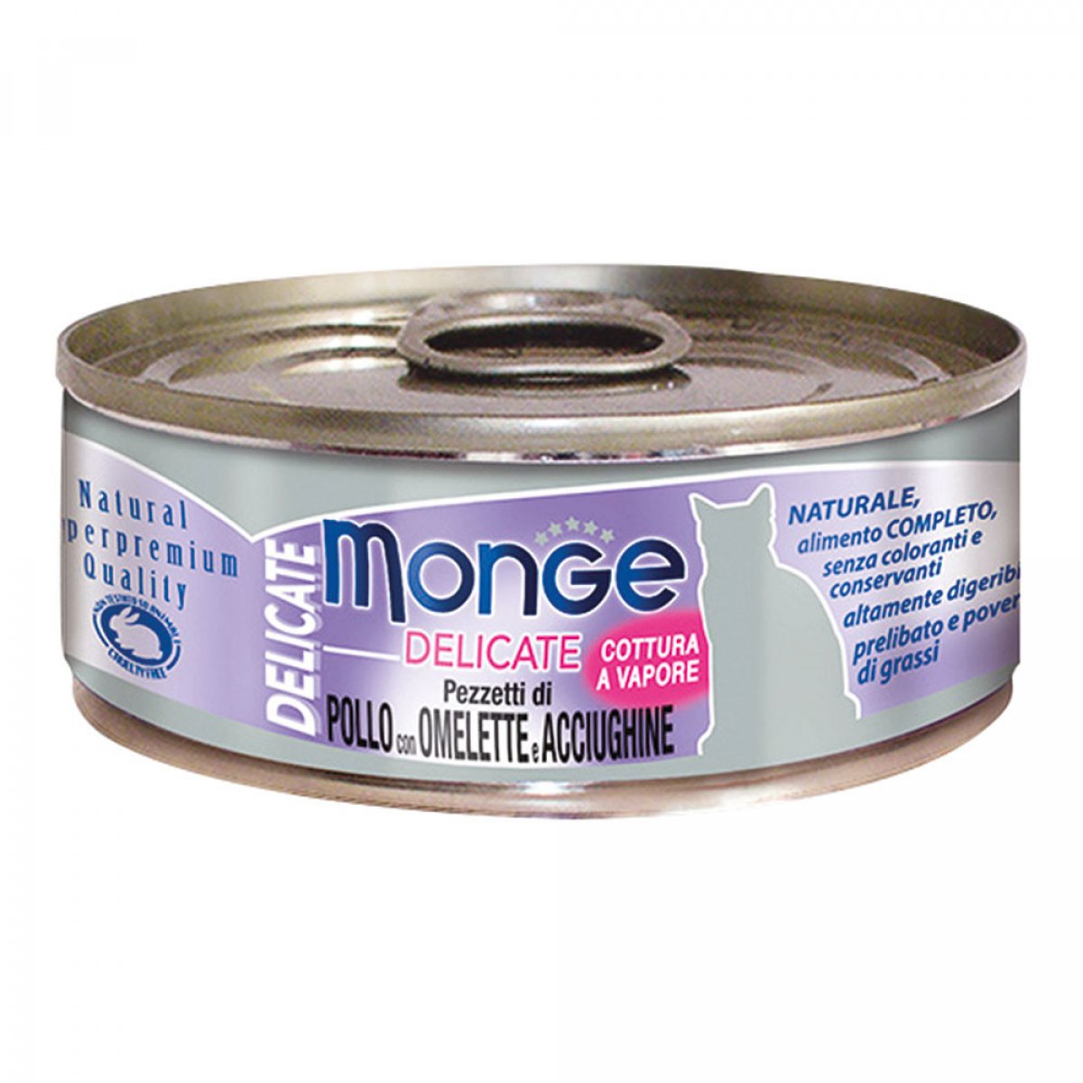 MONGE GATTO DELICATE POLLO CON OMELETTE E ACCIUGHINE 80GR