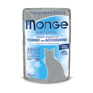 MONGE CAT 80gr - busta TONNO e ACCIUGHINE natural