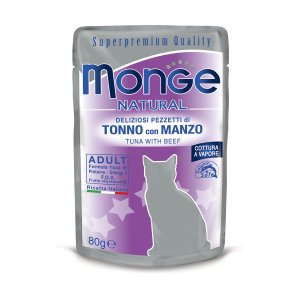 MONGE CAT 80gr - busta TONNO e MANZO natural