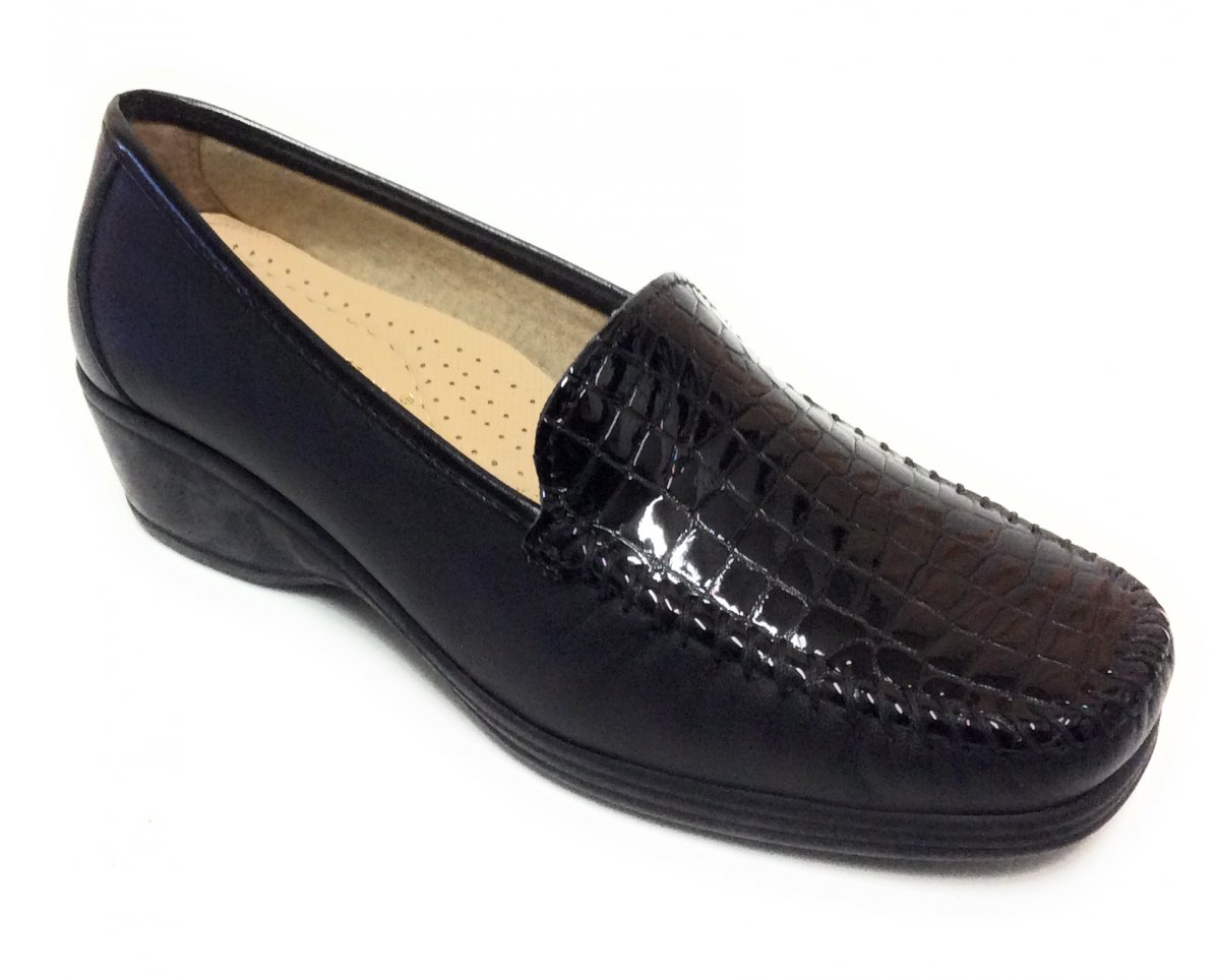 VALDADIGE COMFORT ( STILE DI VITA) 2377 SCARPA ANATOMICA COLORE NERO DA DONNA IN PELLE CON SOLETTA ESTRAIBILE. ZEPPA CM.4,5 VALDADIGE COMFORT