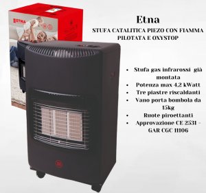 STUFA CATALITICA PIEZO CON FIAMMA PILOTATA & OXYSTOP