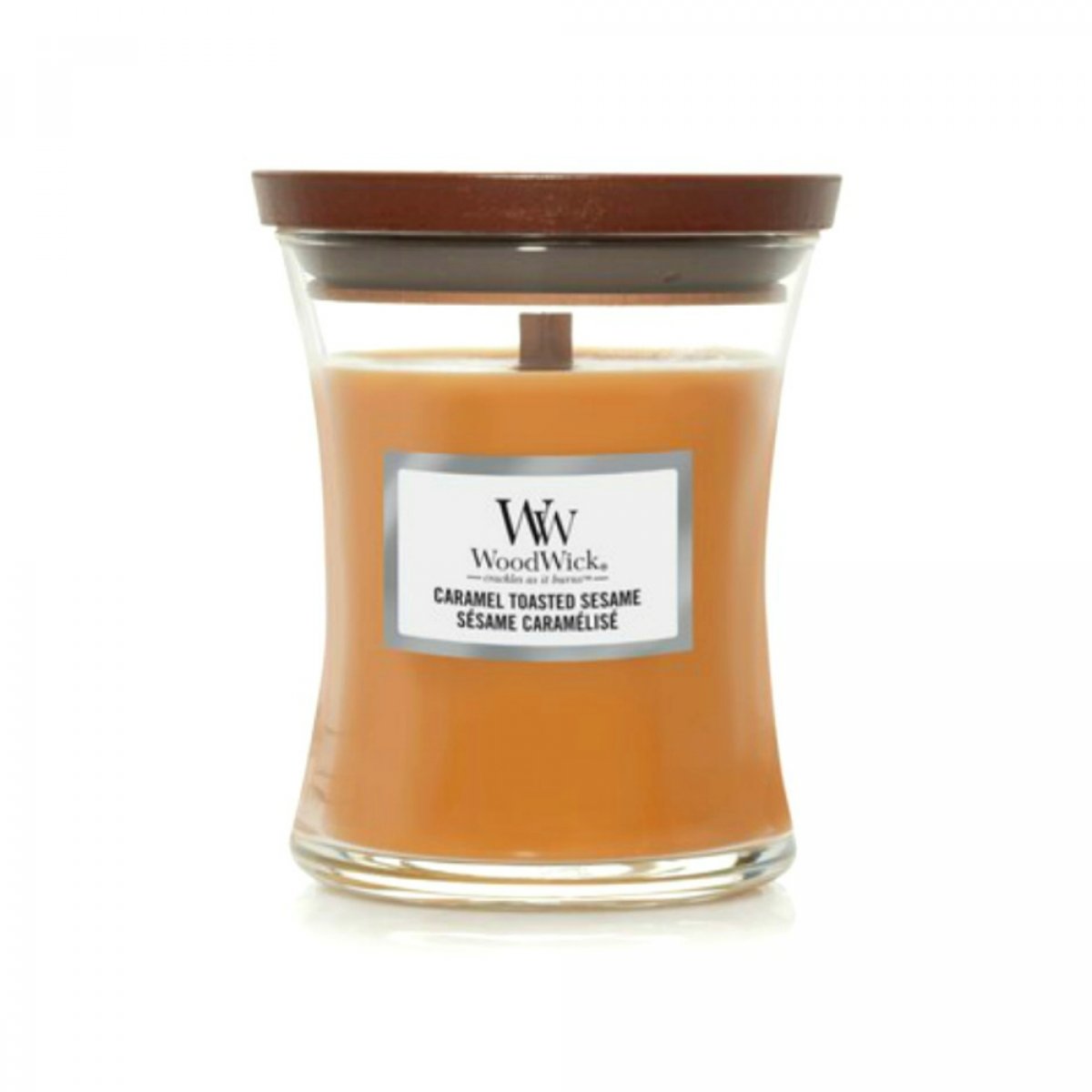 Candela a clessidra media Caramel Toasted Sesame Woodwick - 658 g