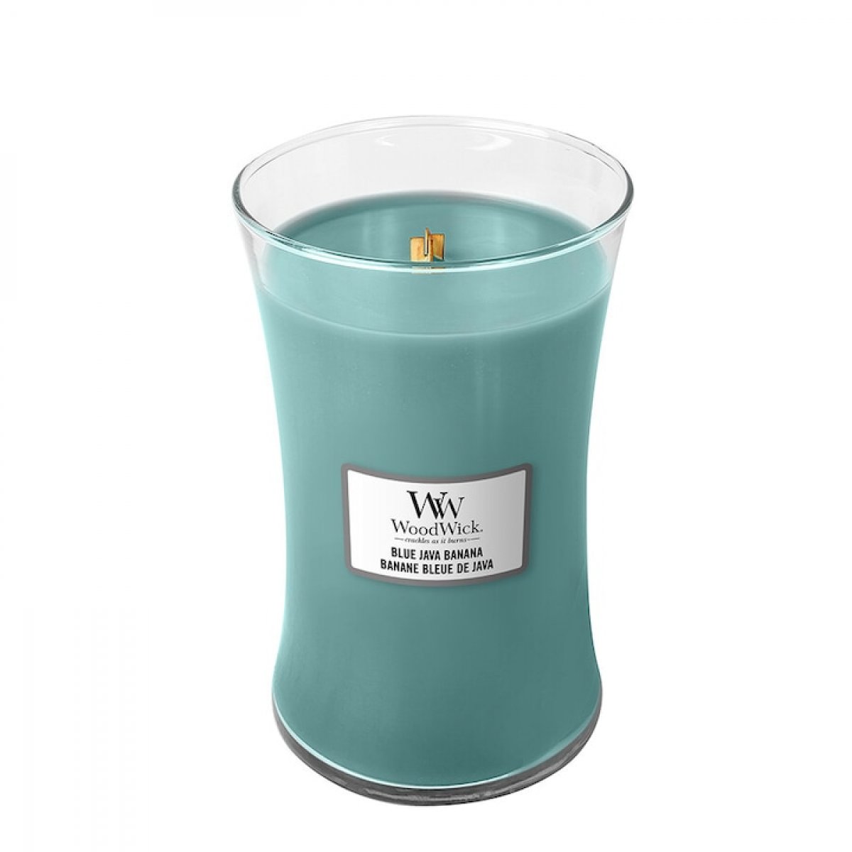 Candela a clessidra grande Blue Java Banana Woodwick - 1134 g